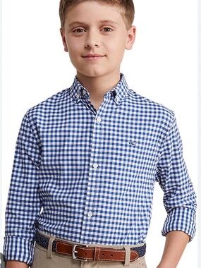 Vineyard Vines Navy & White Gingham Button-Down Shirt